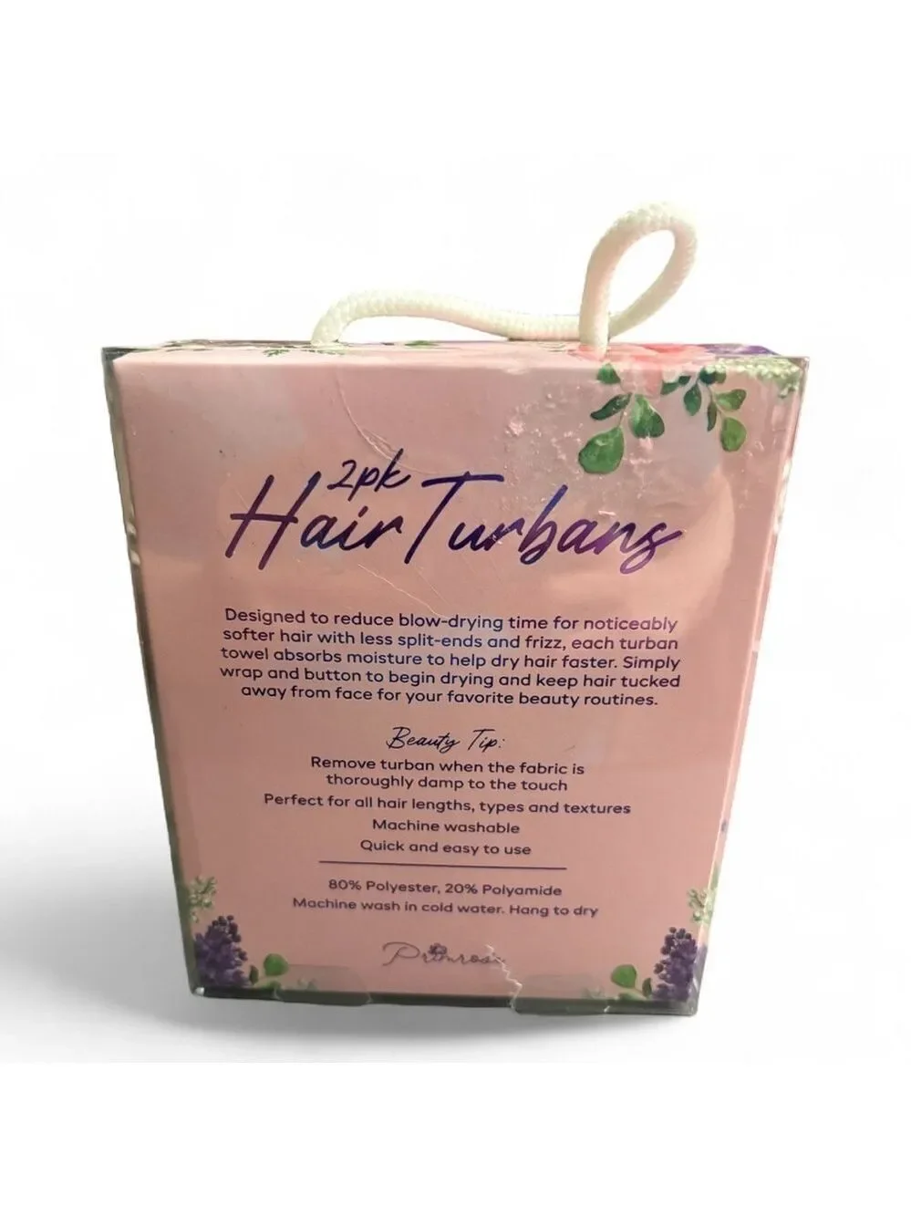 Primrose Floral & Pink Hair Turbans - 2 Pack NIB